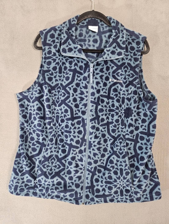 Columbia Jackets & Blazers - Columbia Womens Fleece Vest Plus 1X Aztec Pattern Blue Full Zip Hiking Outdoors
